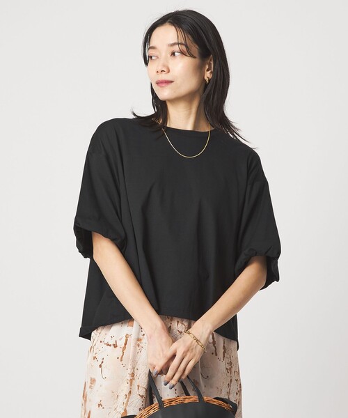 tシャツ ギャザースリーブ プルオーバー カットソー レディースの画像