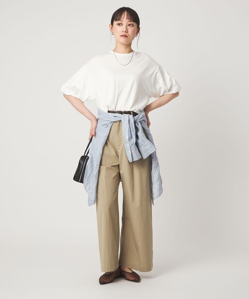 tシャツ ギャザースリーブ プルオーバー カットソー レディースの画像