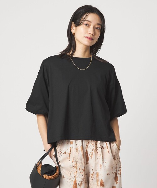 tシャツ ギャザースリーブ プルオーバー カットソー レディースの画像