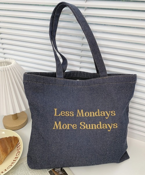 shyam inspiration ショルダーバッグ バッグ ロゴ刺繍デニムトート