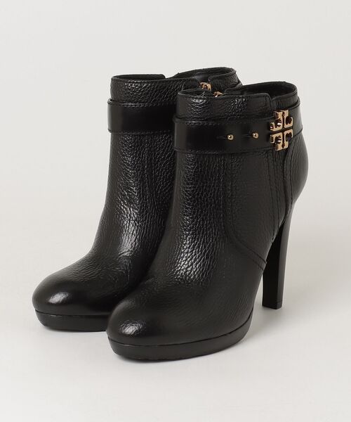 美品 TORY BURCH ショートブーツ サイドジップ レザー ブラック 6M TORY BURCH（トリーバーチ） ショートブーツ 7M ブラック レディース