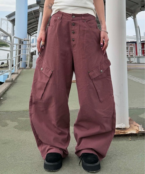 カーゴパンツ ボタンフライダックカーブパンツ メンズ レディース