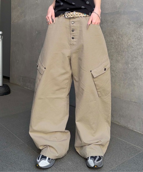 カーゴパンツ ボタンフライダックカーブパンツ メンズ レディース