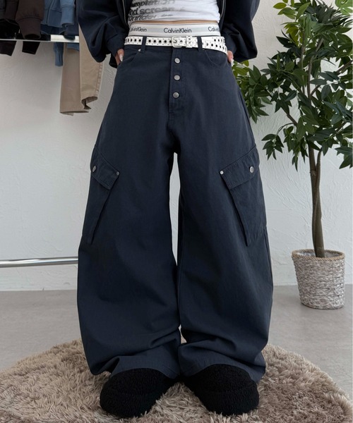 カーゴパンツ ボタンフライダックカーブパンツ メンズ レディース