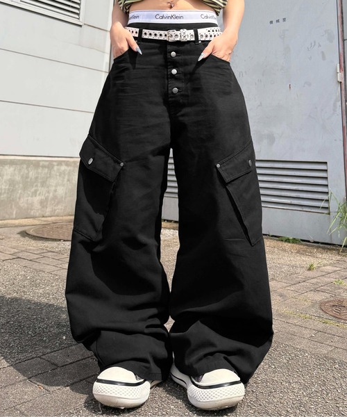 カーゴパンツ ボタンフライダックカーブパンツ メンズ レディース
