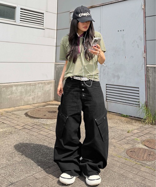 カーゴパンツ ボタンフライダックカーブパンツ メンズ レディース