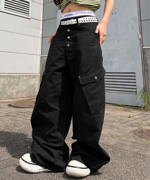 マ*ジ様 30's40' DABBLE WARE カーゴパンツ カーゴパンツ ボタンフライダックカーブパンツ メンズ レディース