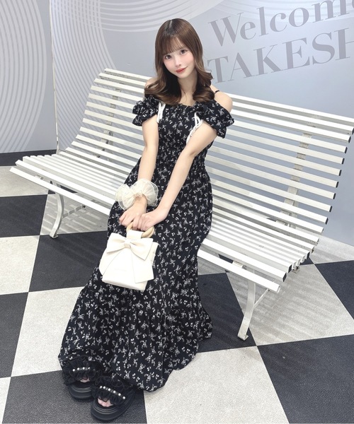 【店舗完売品】one way 2wayワンピース 黒ドット one way（ワンウェイ） ワンピース 2wayロングキャミワンピース
