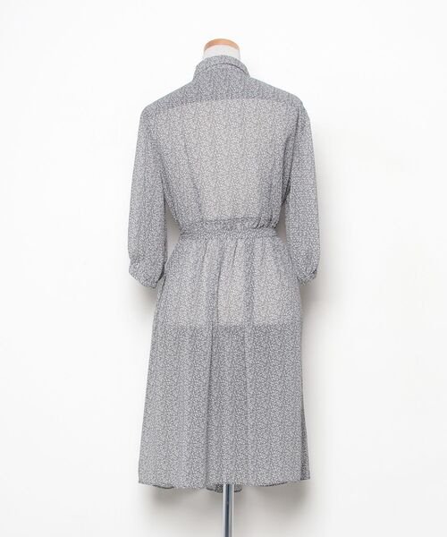 「AMACA」 花柄7分袖ワンピース 38 グレー レディース_画像2