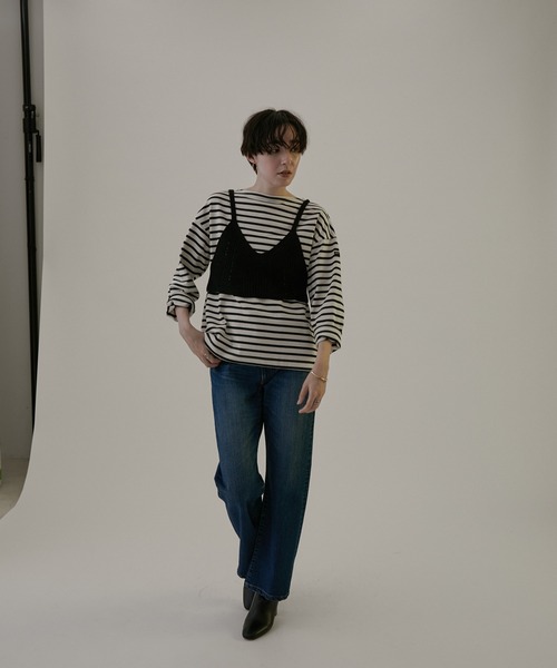 「SALON adam et rope'」 ニットワンピース FREE ブラック レディース_画像3