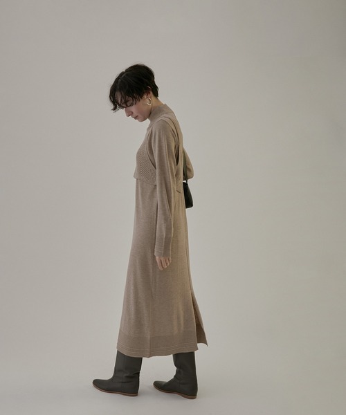 「SALON adam et rope'」 ニットワンピース FREE ブラック レディース_画像8