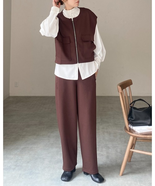 She's Closet セットアップ 夏 フロントジップベスト＆パンツスタイル