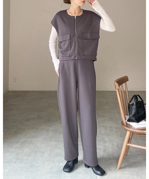 She's Closet セットアップ フロントジップベスト＆パンツスタイル