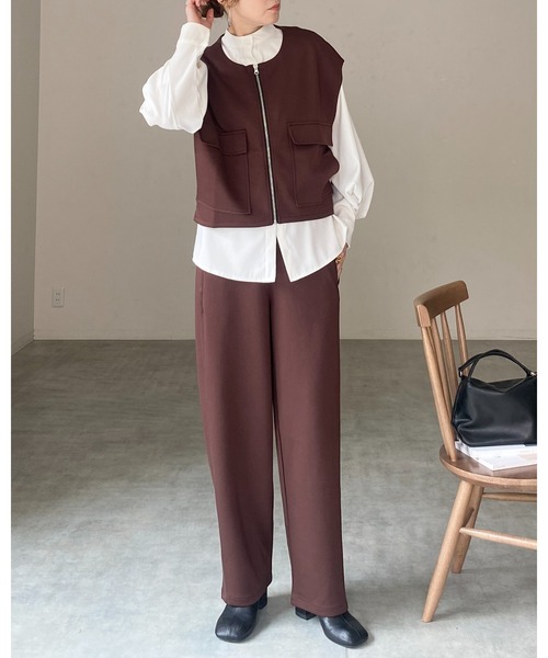 She's Closet セットアップ 夏 フロントジップベスト＆パンツスタイル