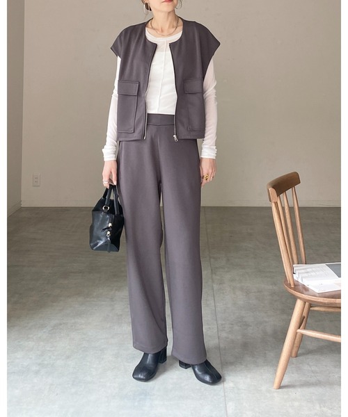 She's Closet セットアップ 夏 フロントジップベスト＆パンツスタイル