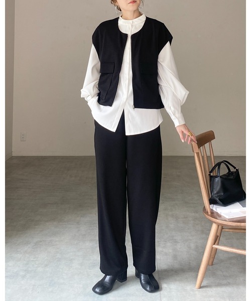 She's Closet セットアップ 夏 フロントジップベスト＆パンツスタイル