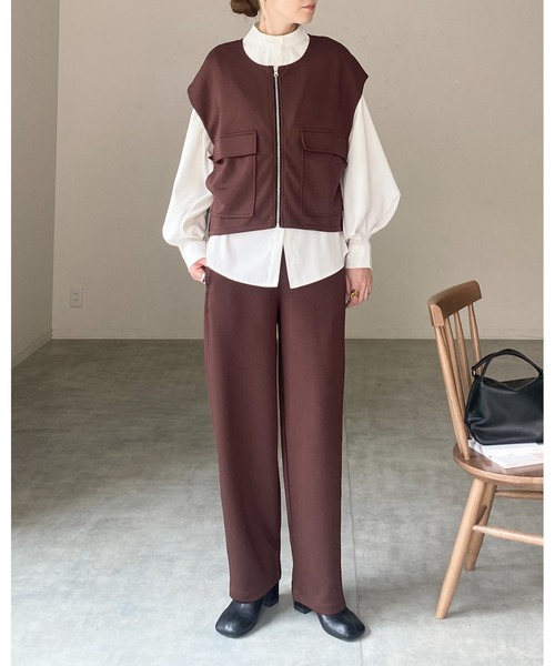 She's Closet セットアップ フロントジップベスト＆パンツスタイル