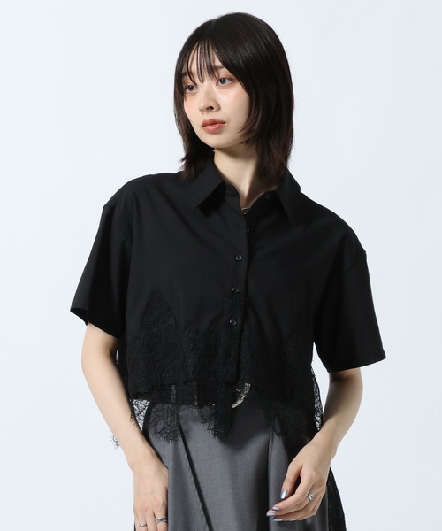 PAGEBOY（ページボーイ） ブラウス シャツ 半袖 レースドッキング