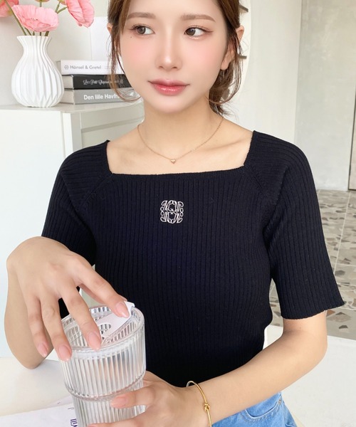 「moment+」 半袖ニット L オフホワイト レディース_画像8