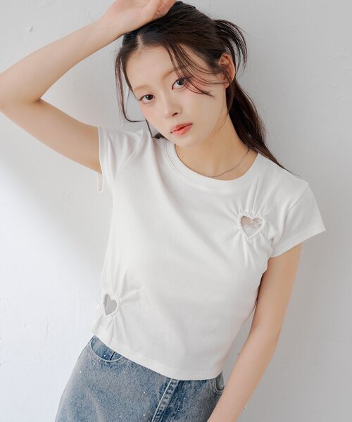 Chico（チコ） tシャツ 半袖 ハートデザインチビT レディース
