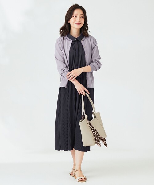 「ANY SIS」 半袖ワンピース 2 ネイビー レディース_画像3
