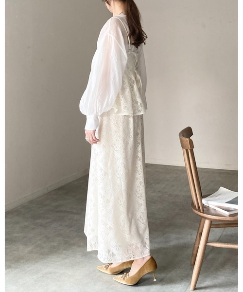 She's Closet セットアップ 花柄 ブロックレース キャミソール