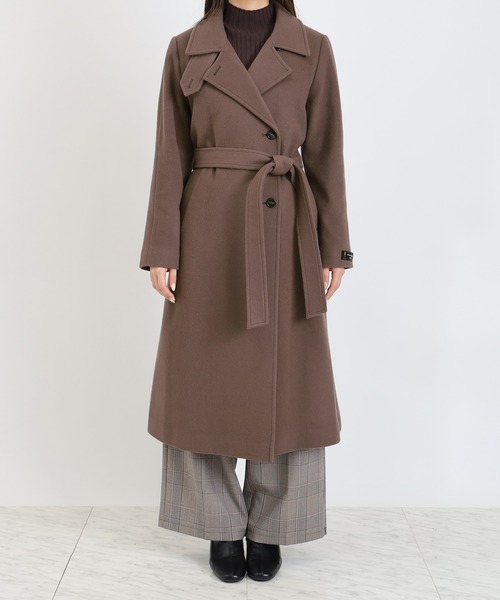 「TRUDEA」 トレンチコート LARGE ブラウン レディース_画像8
