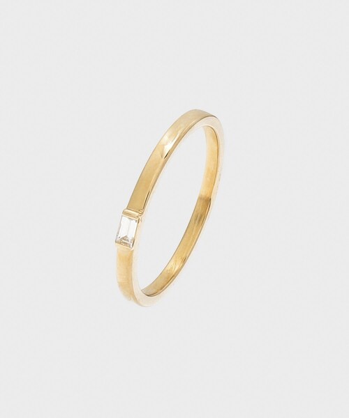 COCOSHNIK ダイヤモンド バゲットカット　ピンキーリング　美品 COCOSHNIK 指輪 リング K10ダイヤモンド バゲットカット