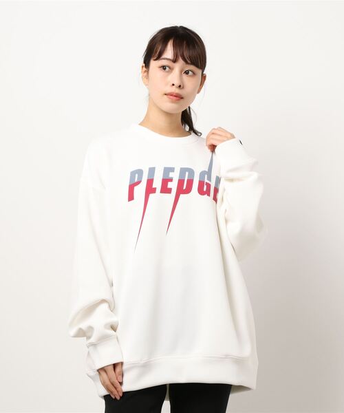 トレーナー スウェット 「Bl」「pledge」イラストプリント　ポンチプルオーバー レディース メンズ Pledge トレーナー スウェット 「Bl」「pledge」イラスト