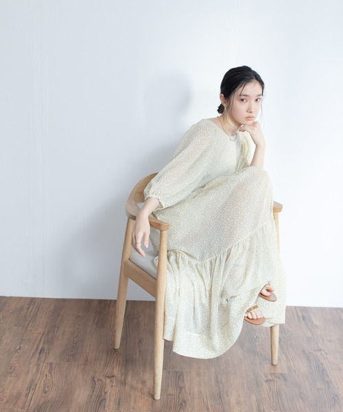 Audrey and John Wad ドレス ギャザー切替バックリボン