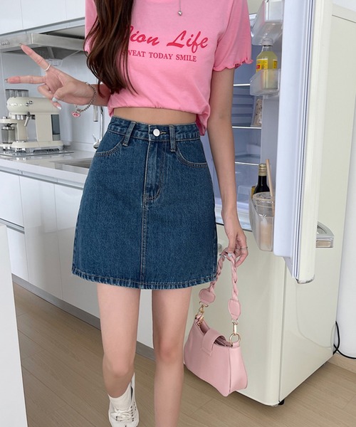 【大人可愛い♡】HERMES デニムミニスカート 大人気☆大人可愛い】HERMES デニム風 ミニスカート ミニスカート