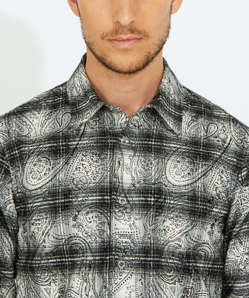 5351 POUR LES HOMMES シャツ カモフラージュフロッキープリントシャツ