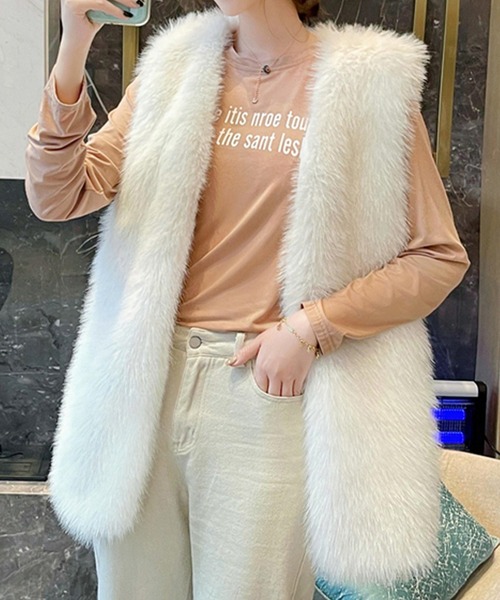 新品　yori ファージレ　チャコール　エコファー　ベスト　ヨリ ベスト ジレ エコファーロングベスト レディース : ZOZOTOWN