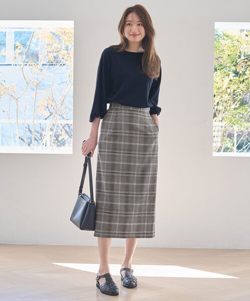 エトロ ETROの遊び心満載なタイトスカート　ウエスト平置約37cm 希少 ANY（エニィ） スカート 「ウエストゴム/ストレッチ」チェックタイト