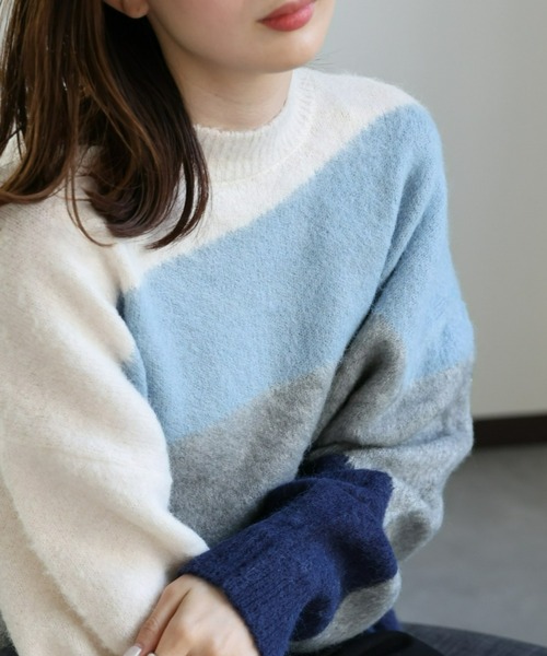 ニット セーター モヘアタッチグラデーションニット レディース sakishimatokyo ニット セーター モヘアタッチグラデーション