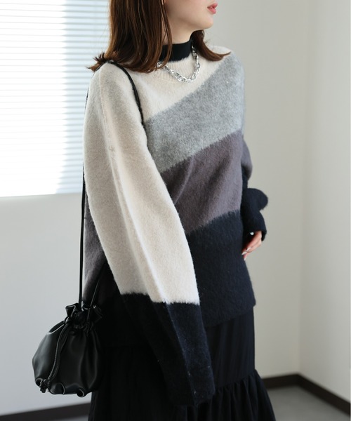ニット セーター モヘアタッチグラデーションニット レディース sakishimatokyo ニット セーター モヘアタッチグラデーション