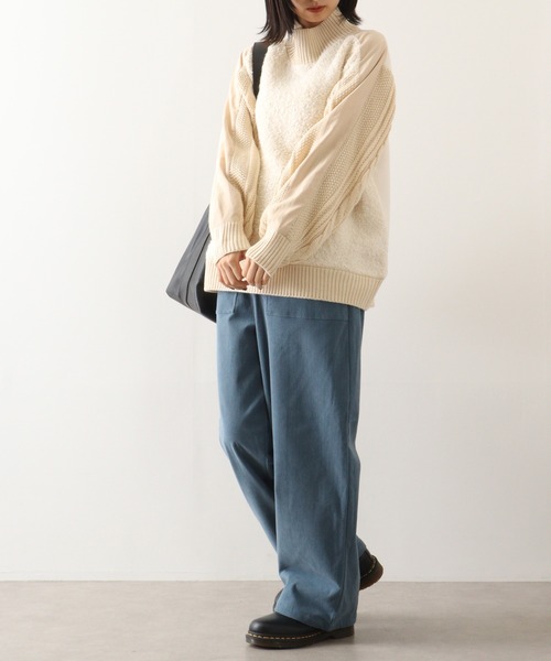 ニット セーター Anna Nicola 異素材切替ブークレーニット レディース Anna Nicola ニット セーター 異素材切替ブークレーニット