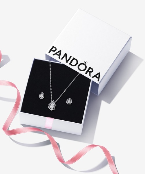 最終値下げ♡ パンドラ　スパークリングダイヤ　3点セット♡ 箱付き PANDORA（パンドラ） ネックレス スパークリング ペアー ハロー コリエ