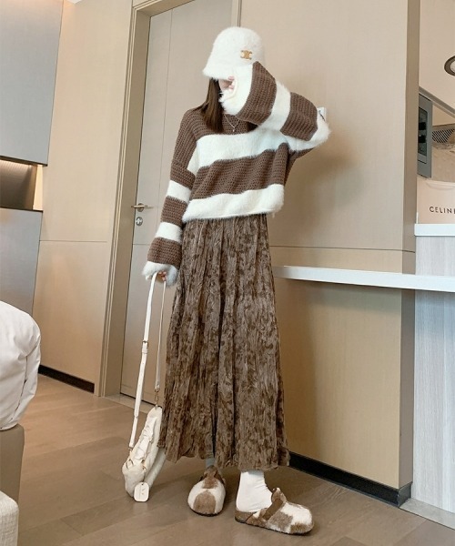 gossip!ロサンゼルス スカート レトロフリンジ柄プリーツスカート  