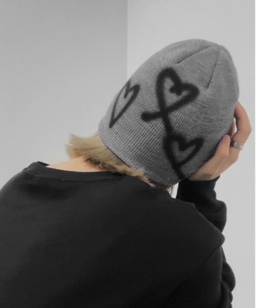 ニット帽　ビーニー　ブラック　ハート jiasecond. ニット帽 ニットキャップ 「jiasecond.」ハートデザイン