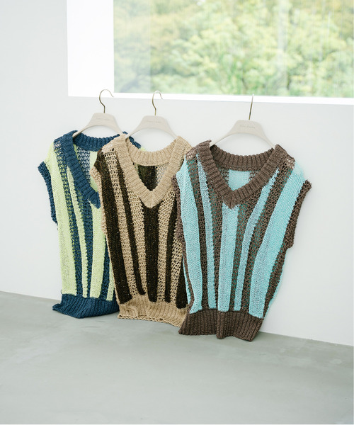 EMMA LIMBER ベスト ジレ Spangle Stripe Vest レディース