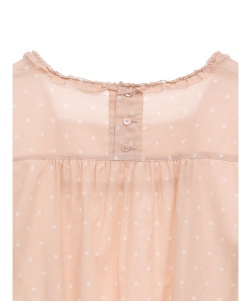 PINK HOUSE◆水玉プリントブラウス/半袖ブラウス/--/コットン/BLK/ドット/a2141FB 505 PINK HOUSE(ピンクハウス) / 水玉プリントブラウス/半袖ブラウス