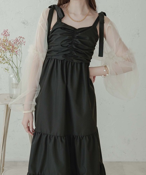 Ambre Neige（アンブルネージュ） ワンピース ribbon gather camisole