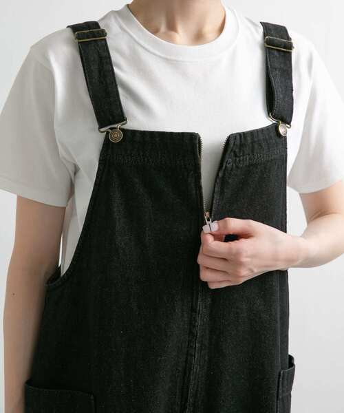URBAN RESEARCH DOORS サロペット ブラック Vネックオールインワン[DRA4-26W208]｜URBAN RESEARCH公式