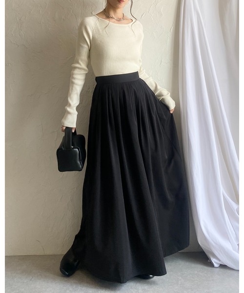 She's Closet スカート Aラインハイウエストタック入りタフタ