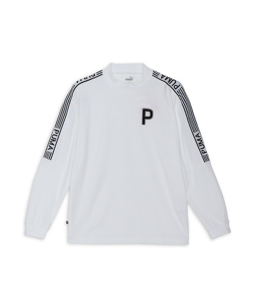 PUMA ホワイト 長袖 スポーツシャツ PUMA tシャツ プーマ メンズ ゴルフ PC ストレッチ ジャガード