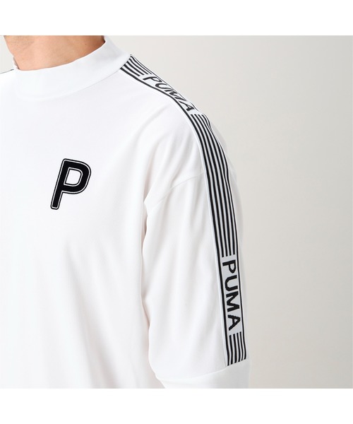 PUMA ホワイト 長袖 スポーツシャツ PUMA tシャツ プーマ メンズ ゴルフ PC ストレッチ ジャガード