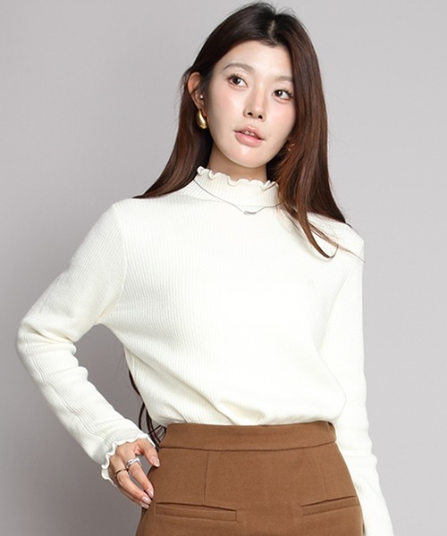 ニット セーター 裏起毛メロウモックネックニット レディース