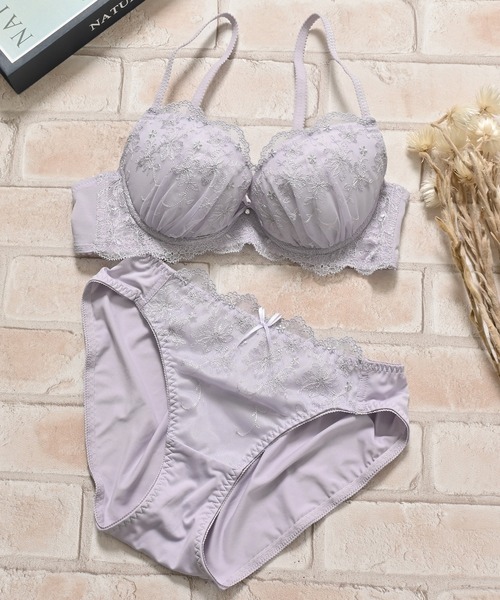 Honeys（ハニーズ） ブラジャー ショーツセット 花柄刺繍ブラセット