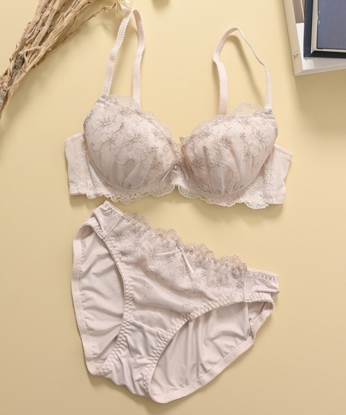 Honeys（ハニーズ） ブラジャー ショーツセット 花柄刺繍ブラセット